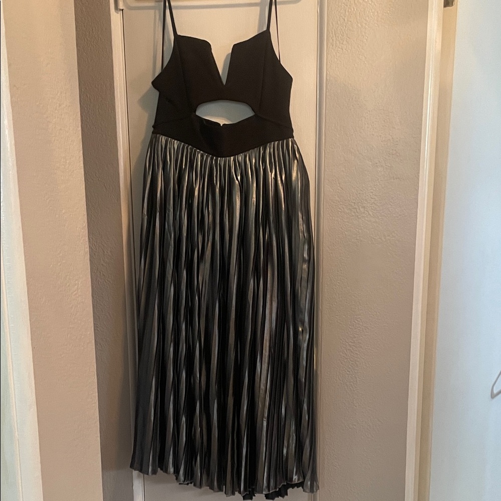 Free People Black and Silver Cutout Dress